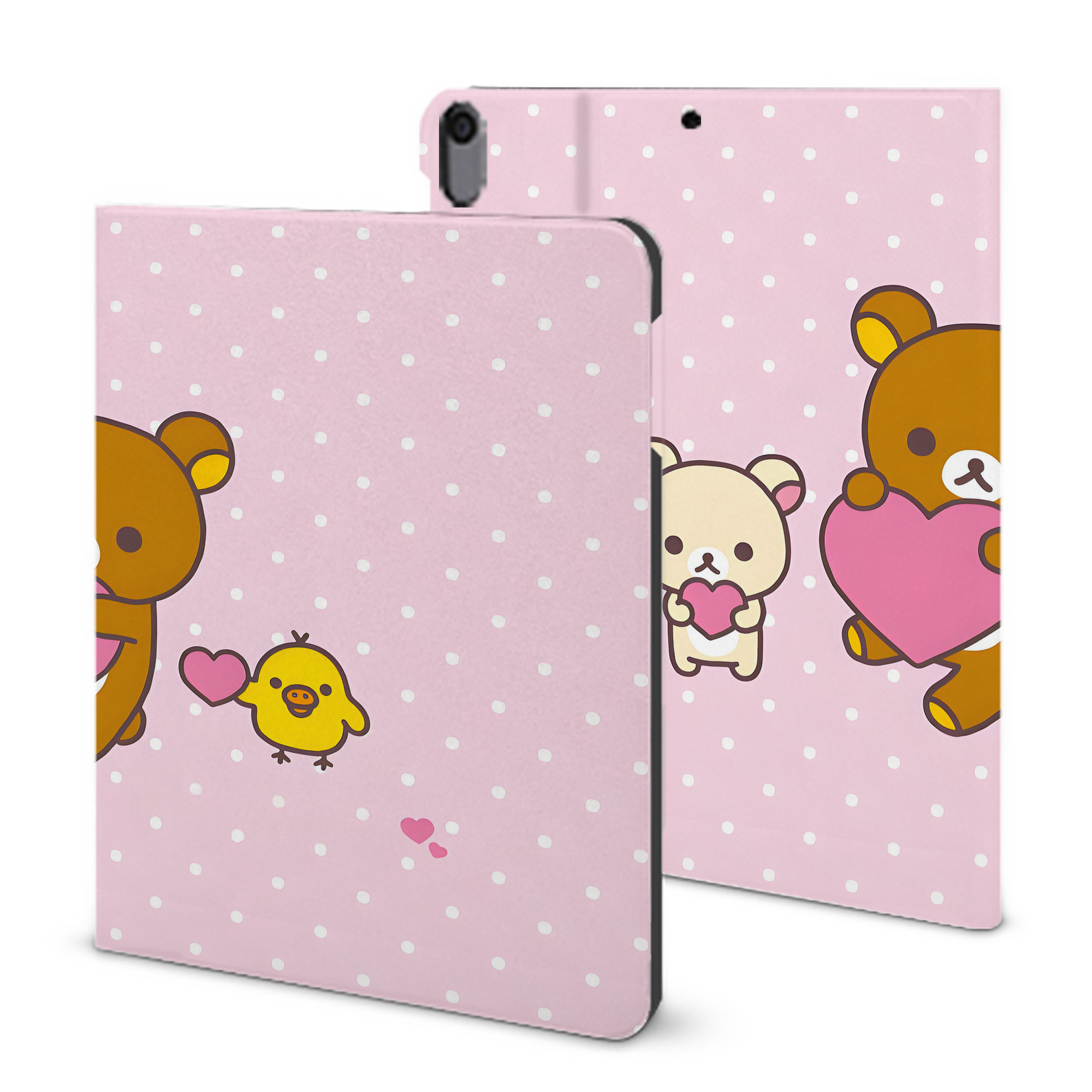 （画像用） リラックマ リラックマ キイロイトリ Rilakkuma Korilakkuma Kiiroitori IPad ケース ブック型 PUレザー TPU 耐衝撃 軽量 薄型 ペン収納なし 全面保護 IPad 各モデル対応
